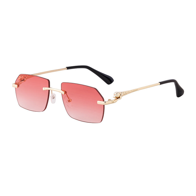 Frameless Trimming Leopard Temple Men Retro Square Frame Driving Sunglasses Frameless Trimming Leopard Temple Men Retro Square Frame Driving Sunglasses