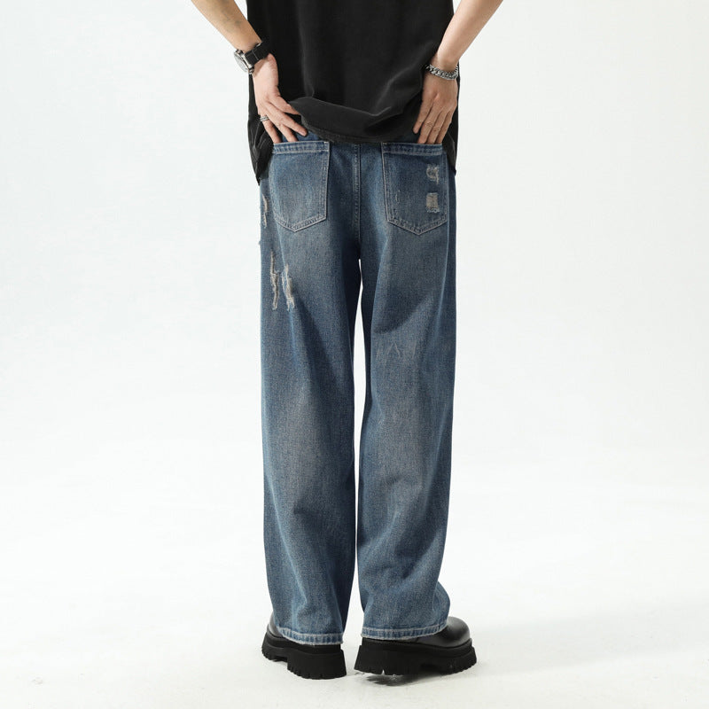 American Retro Washed Ripped Jeans For Men American Retro Washed Ripped Jeans For Men