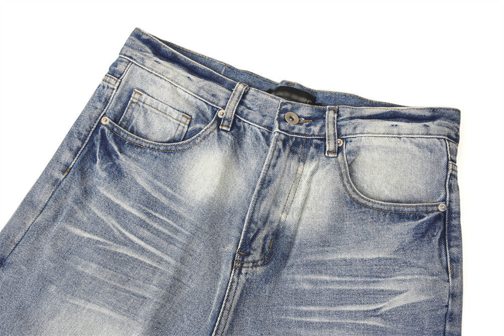 Fashion Retro Washed Worn Jeans Men Fashion Retro Washed Worn Jeans Men