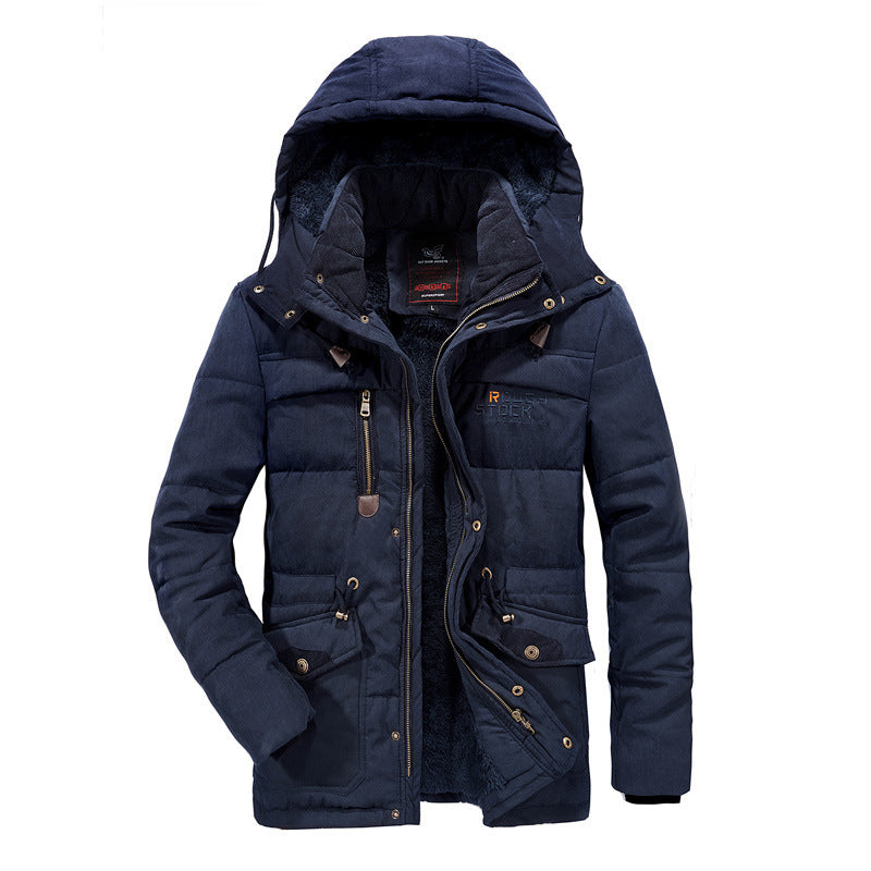 Dad loaded men's jacket cotton coat long XL jacket winter plus velvet thickened middle-aged cotton clothes Dad loaded men's jacket cotton coat long XL jacket winter plus velvet thickened middle-aged cotton clothes