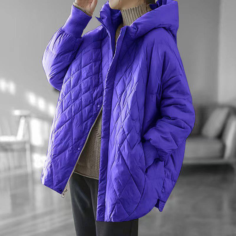 Diamond Lattice Artistic Loose White Duck Down Jacket Diamond Lattice Artistic Loose White Duck Down Jacket