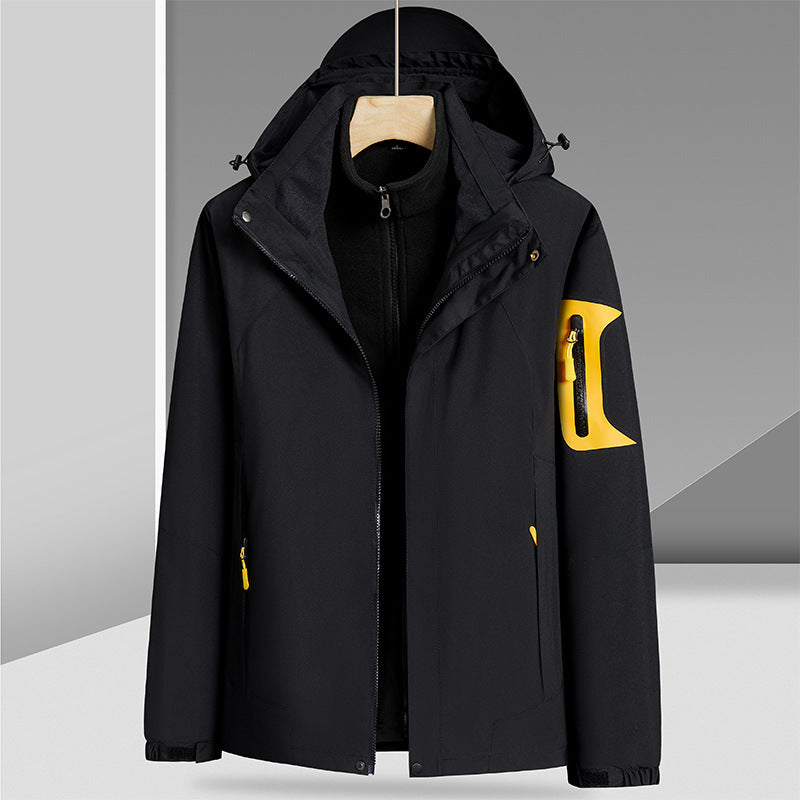 Three-in-one Removable Liner With Velvet Thickening Windproof Waterproof Jacket Three-in-one Removable Liner With Velvet Thickening Windproof Waterproof Jacket