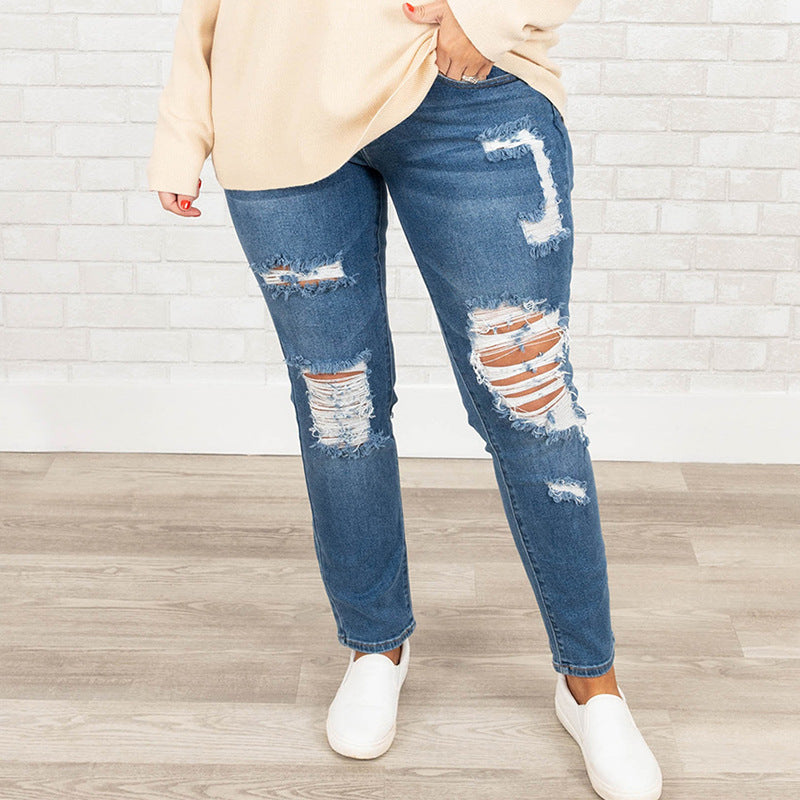 Women's Summer Plus Size Worn Fashion Jeans Women Women's Summer Plus Size Worn Fashion Jeans Women
