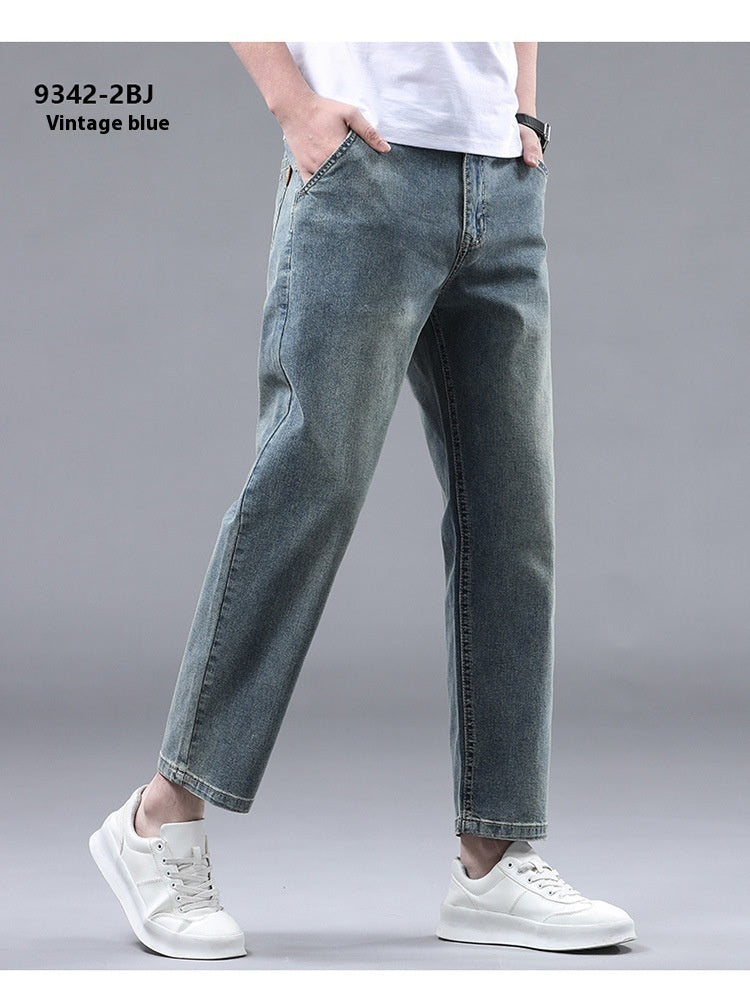 Men's Slim Fit Cropped Casual Light-colored Jeans Men's Slim Fit Cropped Casual Light-colored Jeans
