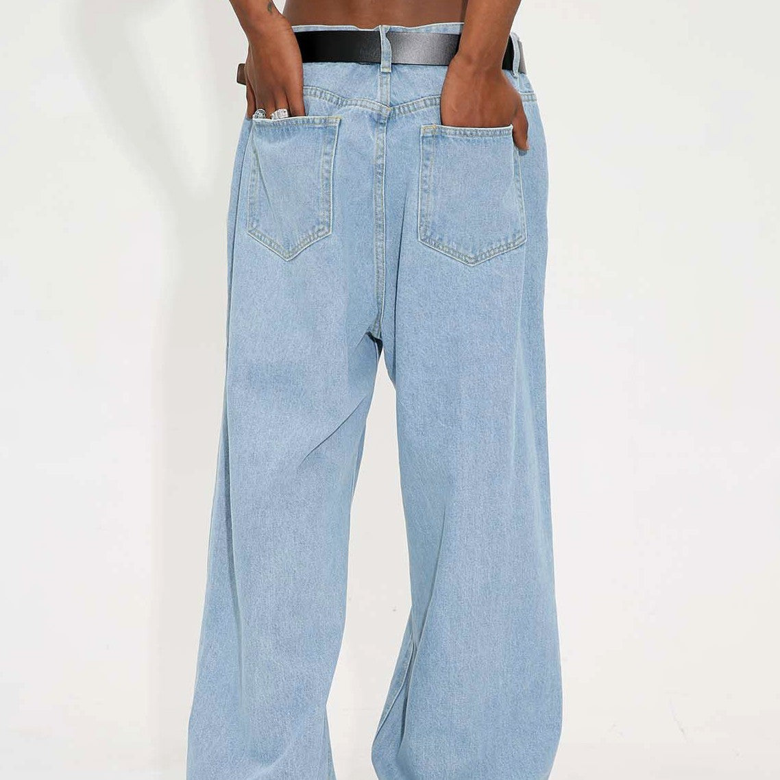 Mid-waist Wide Leg Straight Solid Color Jeans For Men Mid-waist Wide Leg Straight Solid Color Jeans For Men