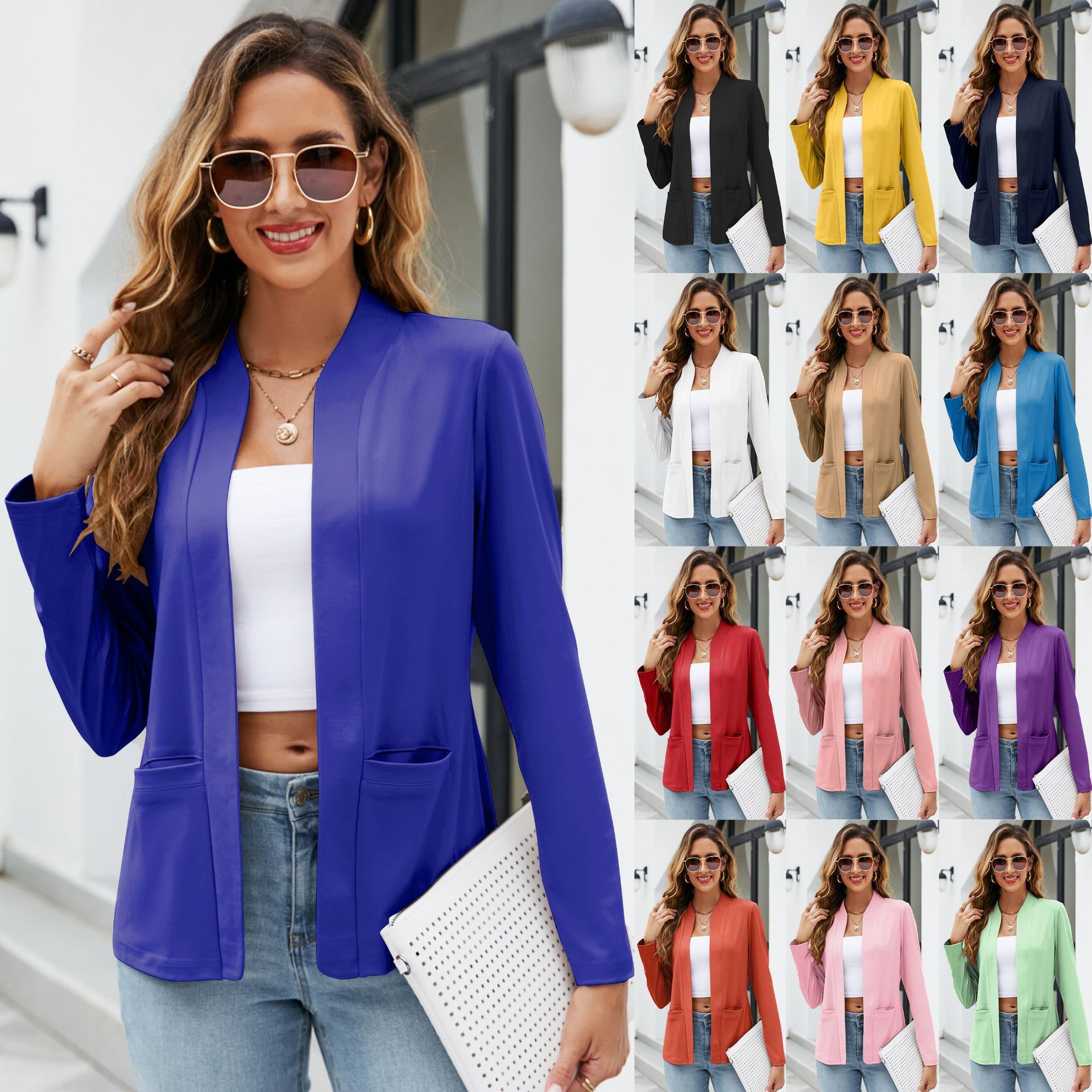 Fashion Women With Pockets Suit Jacket Tops Fashion Women With Pockets Suit Jacket Tops