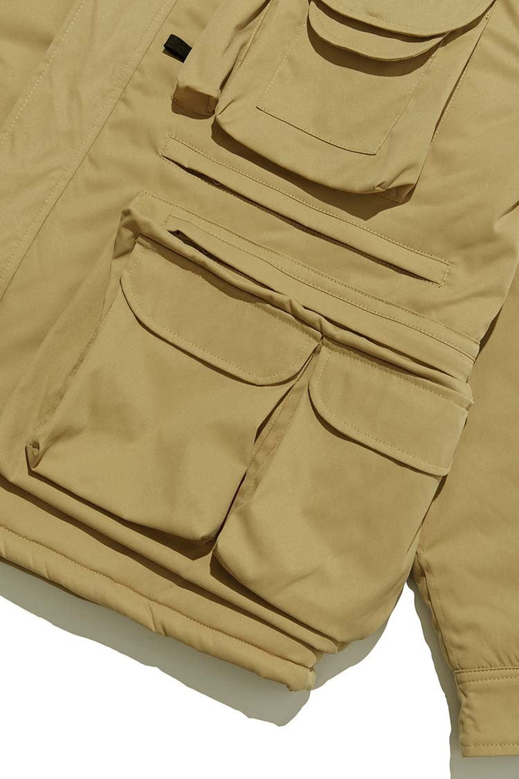 Multi Pocket Functional Work Coat Loose Warm Stand Collar Multi Pocket Functional Work Coat Loose Warm Stand Collar