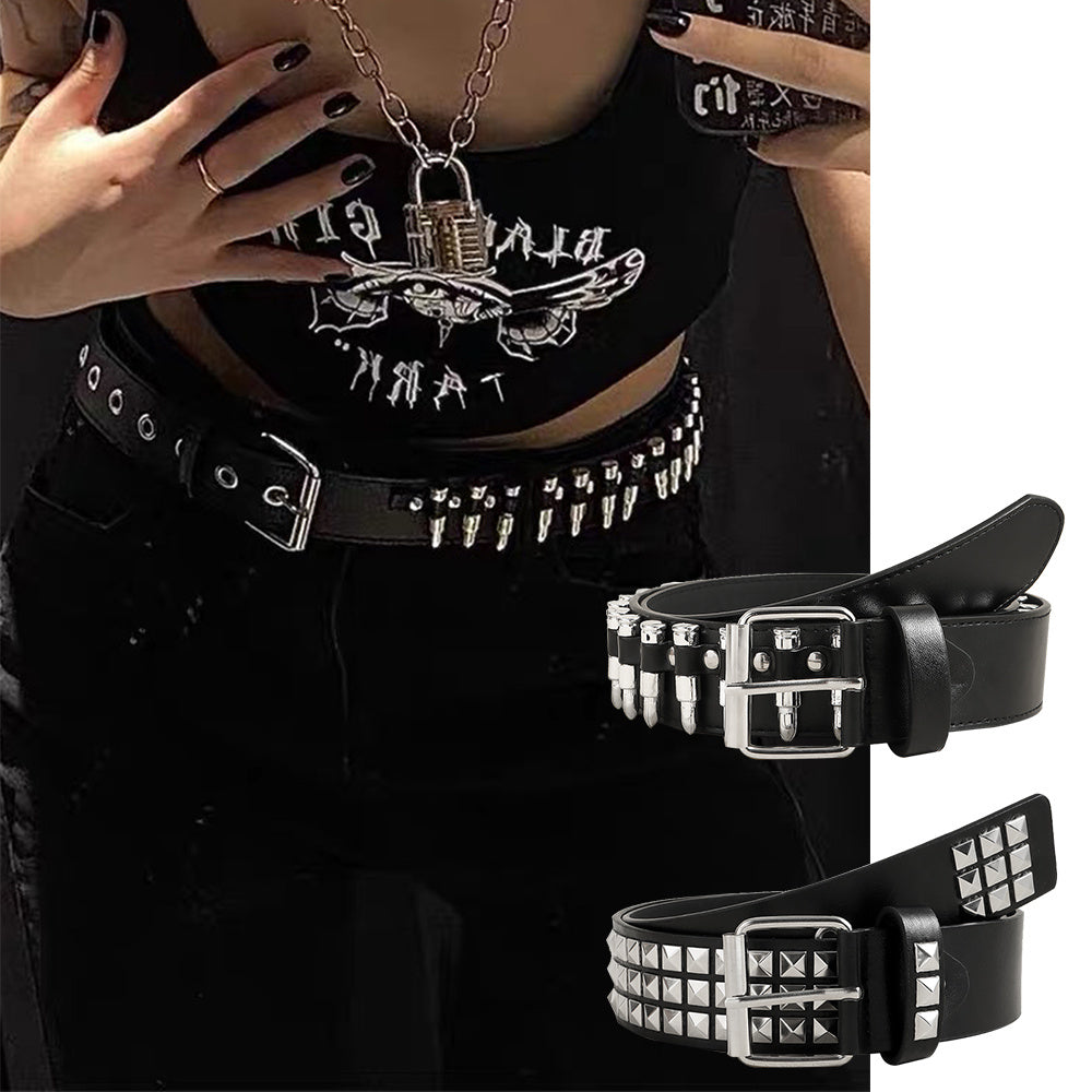 Rivet Belt Rock Trend Punk Bullet Black Belt Men And Women Personality Fashion Hip-hop Accessories Rivet Belt Rock Trend Punk Bullet Black Belt Men And Women Personality Fashion Hip-hop Accessories
