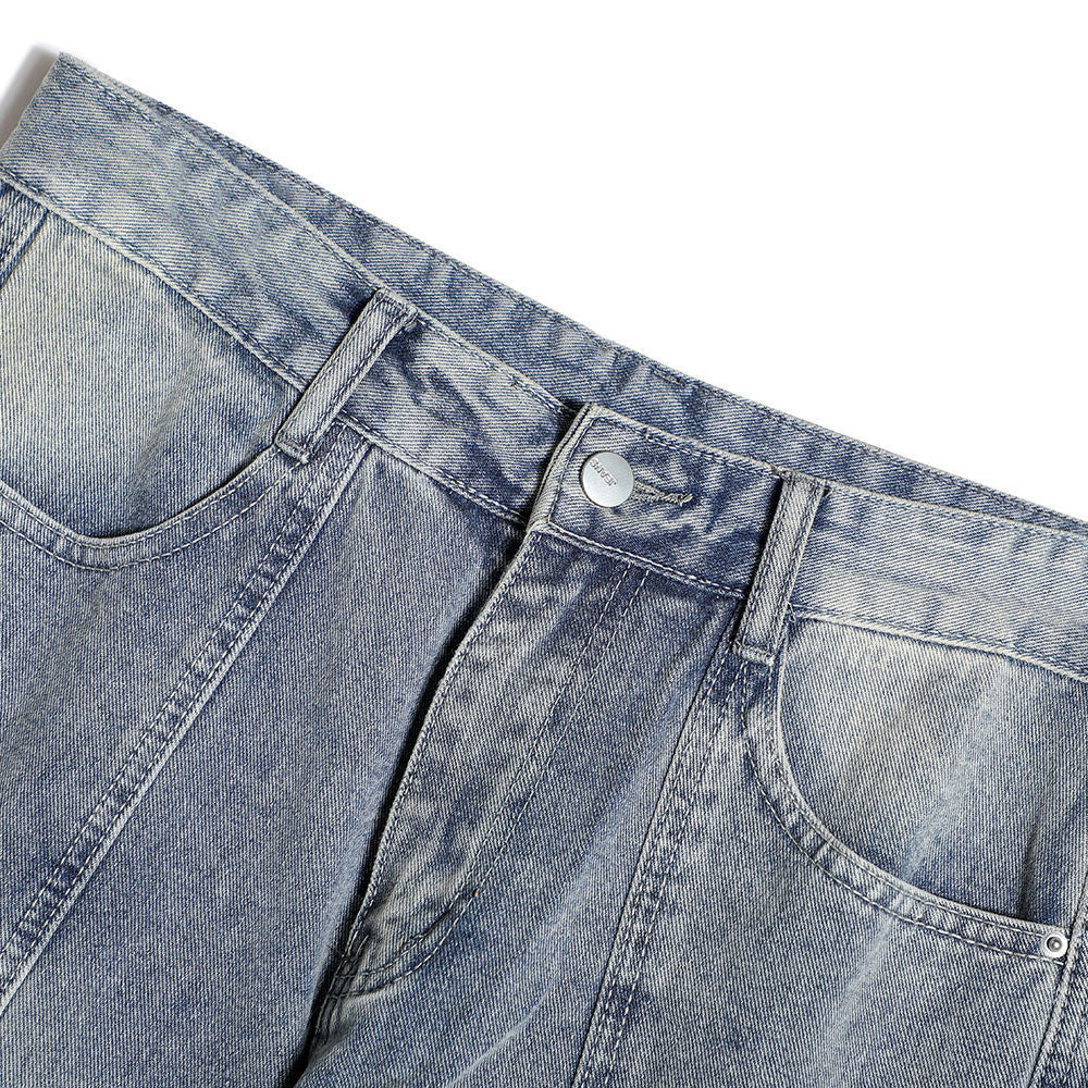 Solid Colour Patchwork Straight-leg Jeans For Men Solid Colour Patchwork Straight-leg Jeans For Men