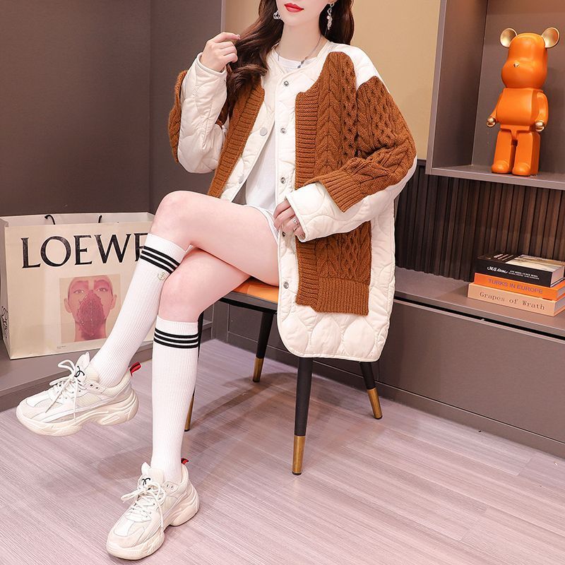 Women's Patchwork Sweater Cardigan Mid-length Women's Patchwork Sweater Cardigan Mid-length