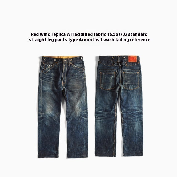 Men's Straight-leg Mid-high Waist Raw Denim Selvedge Jeans Men's Straight-leg Mid-high Waist Raw Denim Selvedge Jeans
