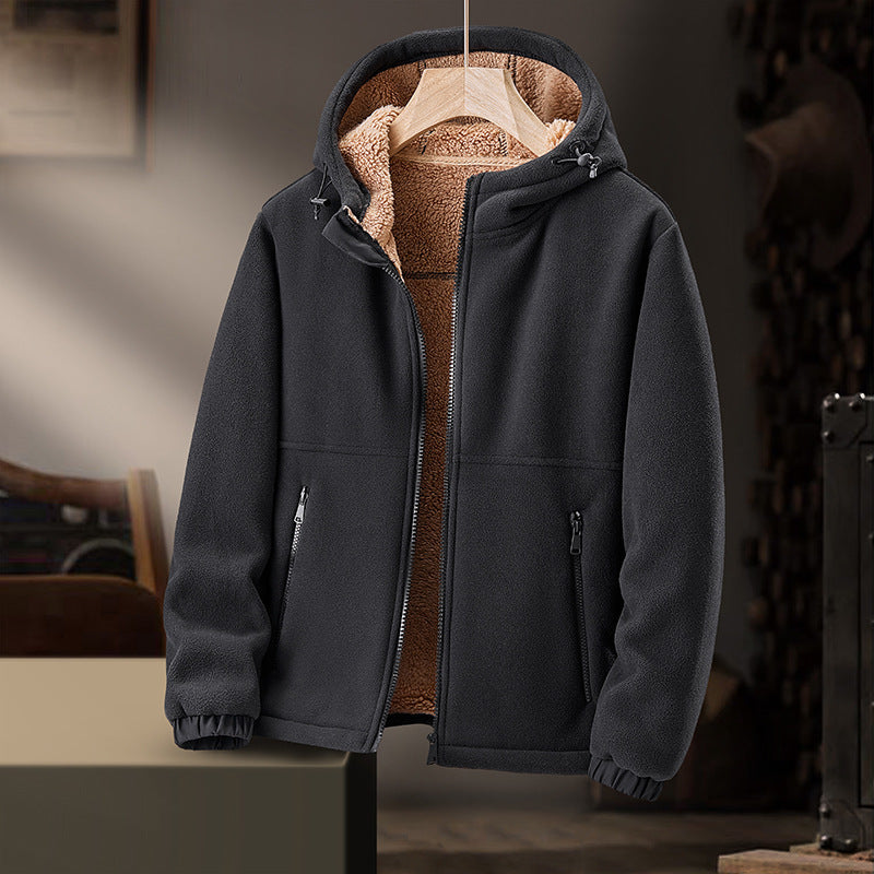 Men's Fleece Jacket Casual Hooded Lambswool Fleece Padded Coat Men's Fleece Jacket Casual Hooded Lambswool Fleece Padded Coat