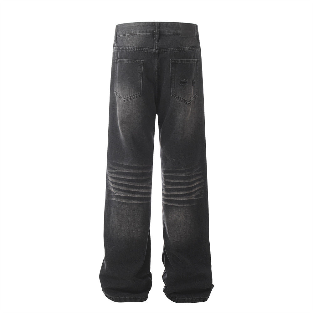 Washed Black Straight Jeans For Men Washed Black Straight Jeans For Men