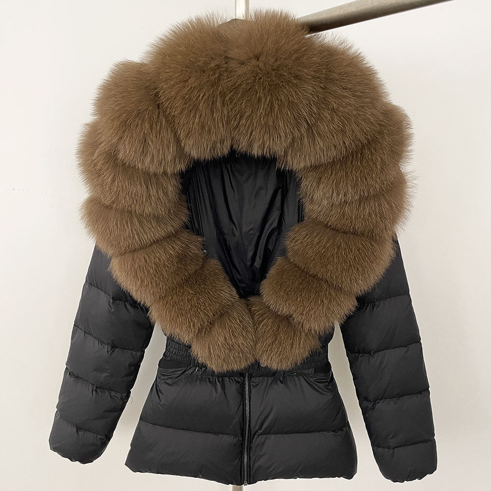 Short Women's Thickened Slim Fit Waist-tight Fur Down Jacket Short Women's Thickened Slim Fit Waist-tight Fur Down Jacket