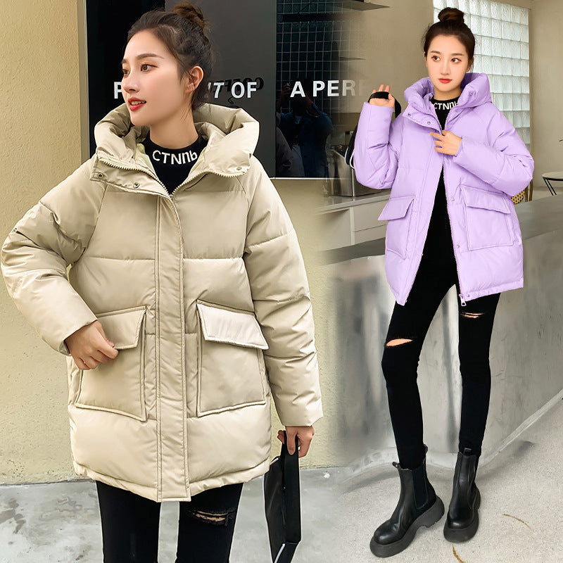 Winter Hooded Candy Color Loose And Warm Short Down Cotton Jacket Coat Winter Hooded Candy Color Loose And Warm Short Down Cotton Jacket Coat
