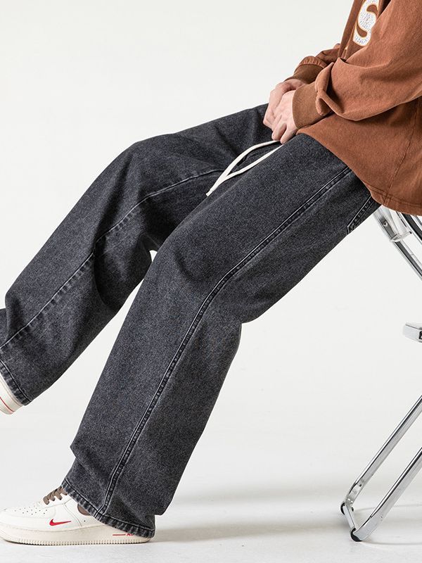 Straight Loose Light Blue Jeans For Men Straight Loose Light Blue Jeans For Men