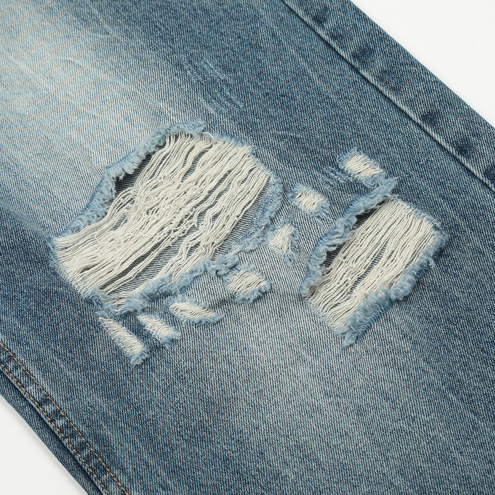 Washed And Frayed Jeans Men's Street Tide Brand Washed And Frayed Jeans Men's Street Tide Brand