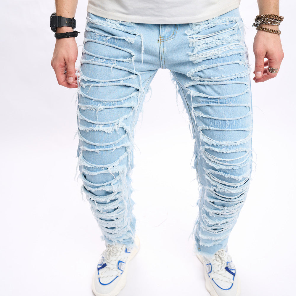 Simple Solid Color Ripped Skinny Jeans Simple Solid Color Ripped Skinny Jeans