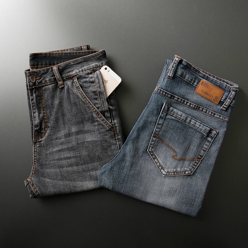 Straight Elastic Anti-theft Zipper Business Casual Denim Men's Pants Straight Elastic Anti-theft Zipper Business Casual Denim Men's Pants