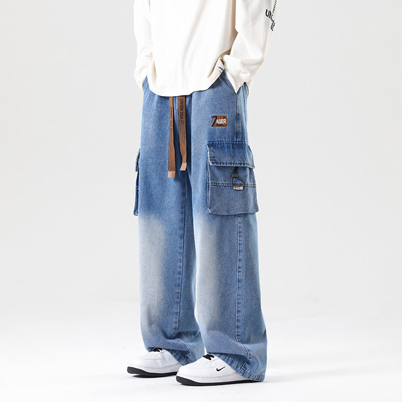 Fashion Wash Straight Cargo Jeans For Men Fashion Wash Straight Cargo Jeans For Men