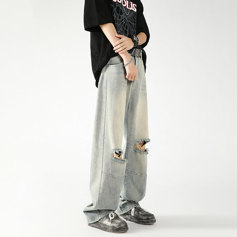 Men's Summer American Washed Broken Holes Pants Men's Summer American Washed Broken Holes Pants