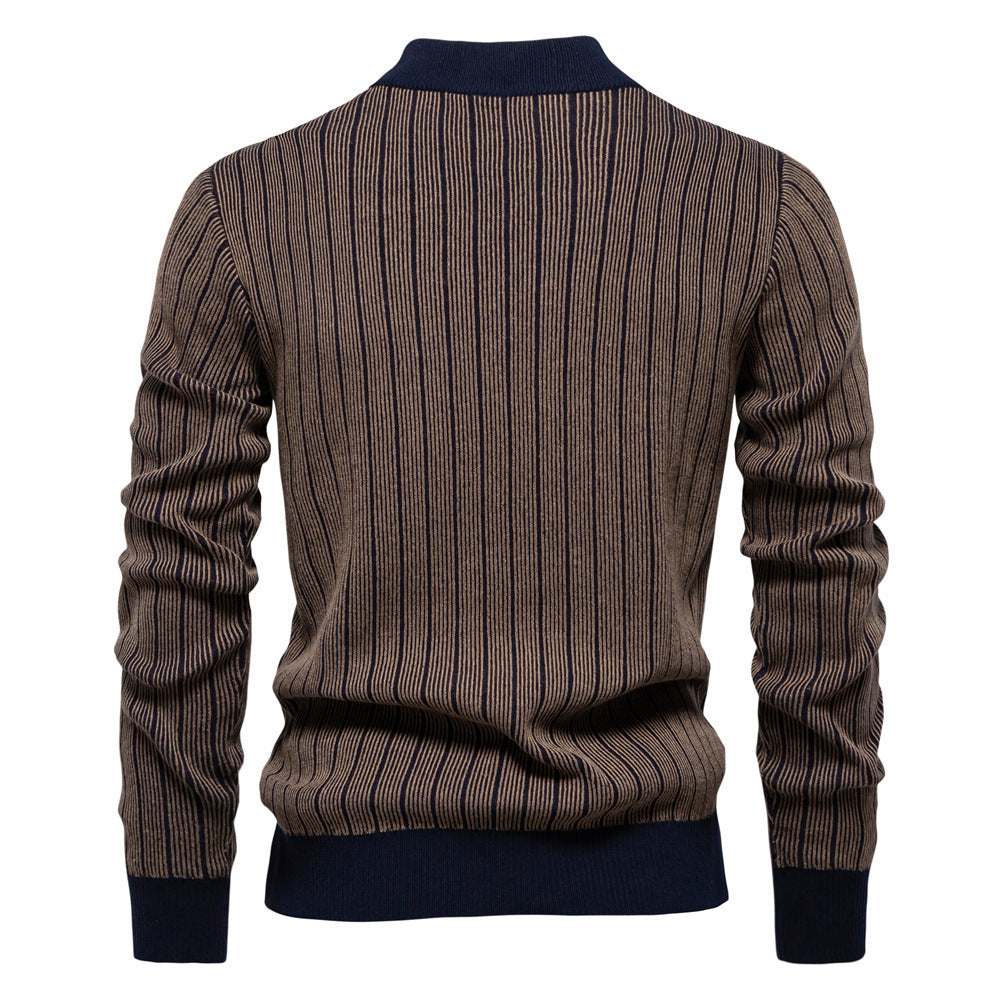 Half Turtleneck Slim Striped Top Fashion Men's Pullovers Half Turtleneck Slim Striped Top Fashion Men's Pullovers