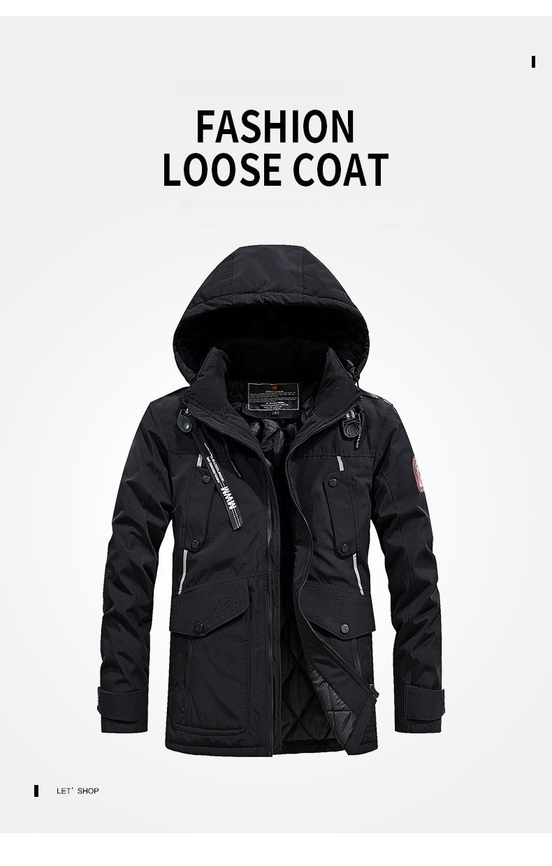 Winter new warm casual men's cotton coat thick long hair fur collar coat Winter new warm casual men's cotton coat thick long hair fur collar coat