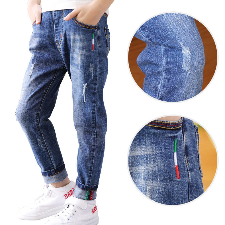 Boys' denim trousers, new style, big children's trousers, spring and autumn children's trousers Boys' denim trousers, new style, big children's trousers, spring and autumn children's trousers