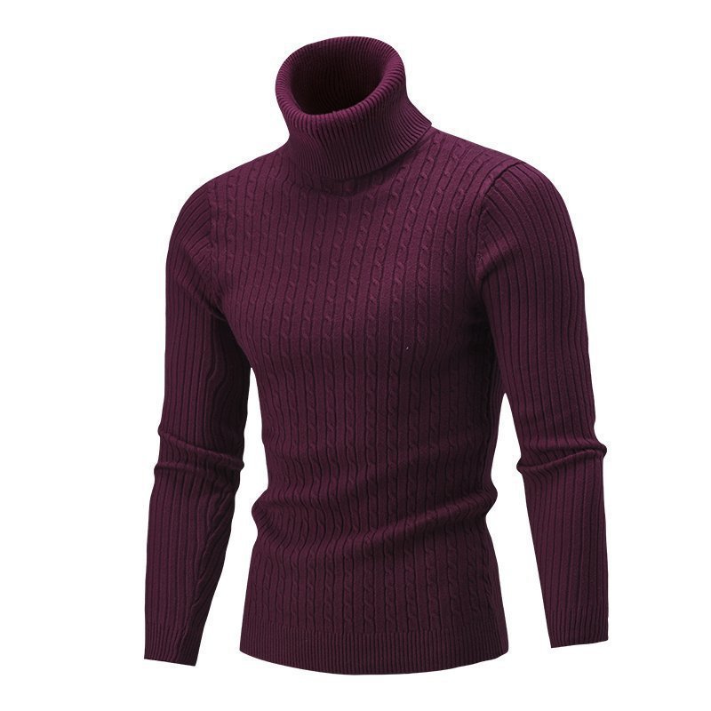 Men's Sweater Casual Retro Twisted Flower Turtleneck Knitting Men's Sweater Casual Retro Twisted Flower Turtleneck Knitting