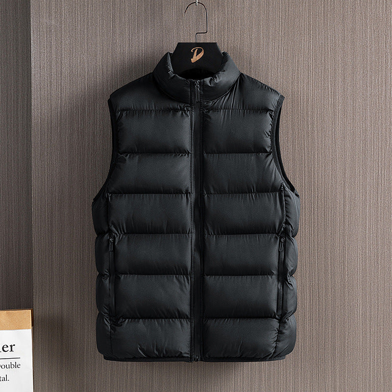 Men's Fashionable Handsome Warm Solid Color Cotton Vest Stand Collar Men's Fashionable Handsome Warm Solid Color Cotton Vest Stand Collar