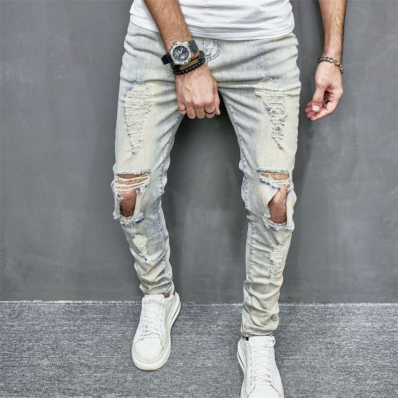 Skinny Motorcycle Jeans Men's Fashion Skinny Motorcycle Jeans Men's Fashion