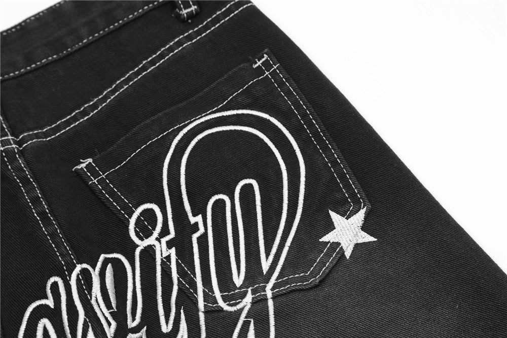 Letter Embroidered Straight Jeans For Men Letter Embroidered Straight Jeans For Men
