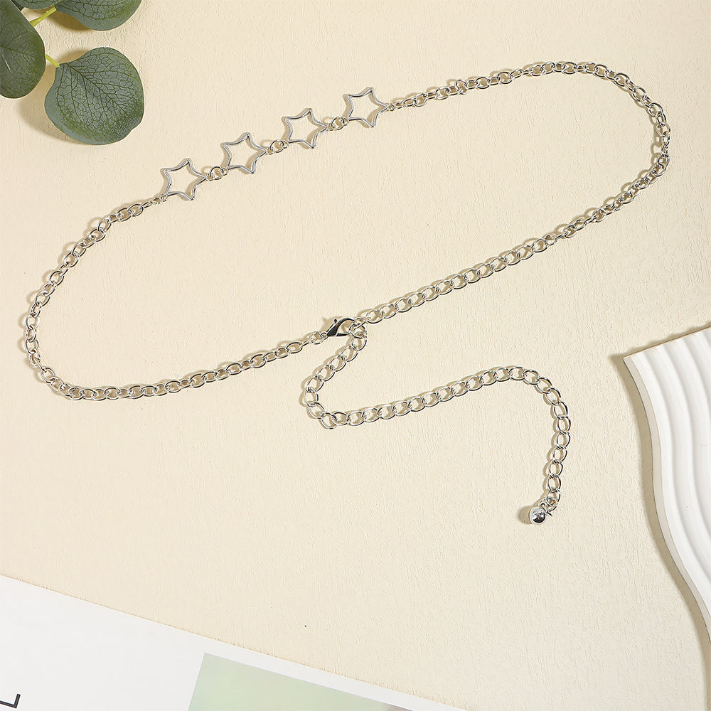 Simple Fashion Men And Women Star Metal Waist Chain Sexy Cutout Five-pointed Star Body Chain Jeans Dress Accessories Simple Fashion Men And Women Star Metal Waist Chain Sexy Cutout Five-pointed Star Body Chain Jeans Dress Accessories