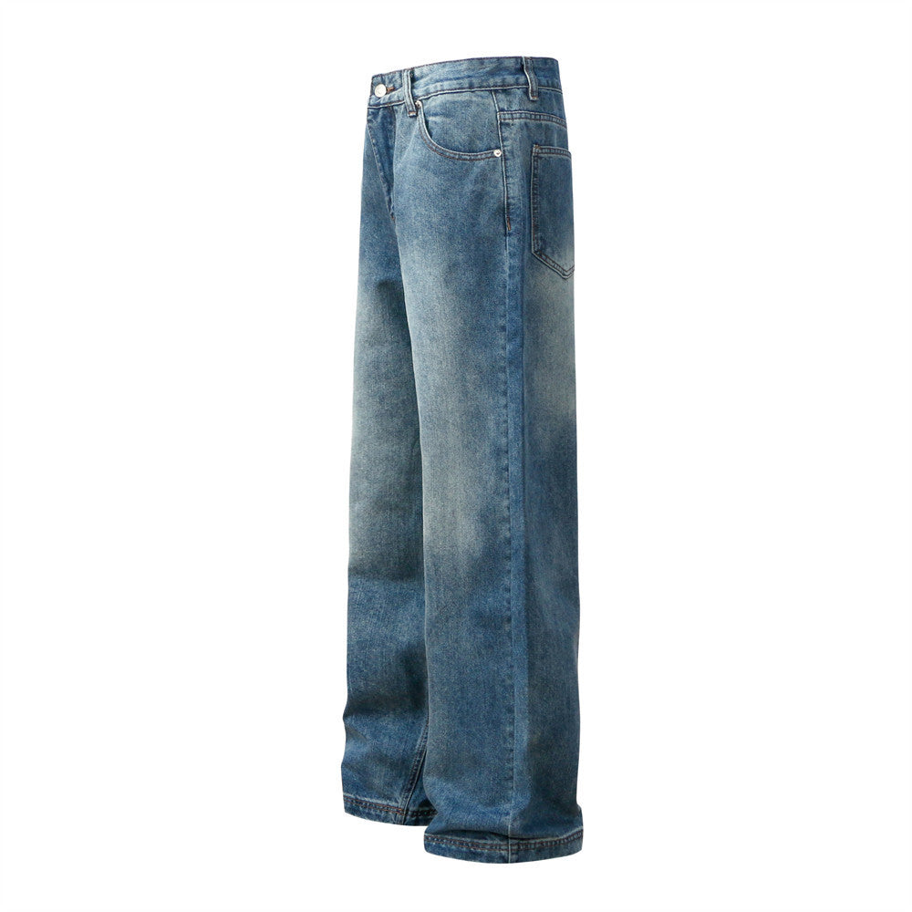 Washed Gradient Wide-leg Jeans Vintage Men's Clothing Washed Gradient Wide-leg Jeans Vintage Men's Clothing
