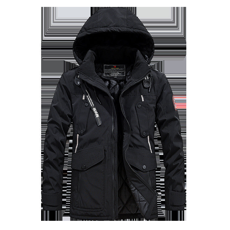 Winter new warm casual men's cotton coat thick long hair fur collar coat Winter new warm casual men's cotton coat thick long hair fur collar coat