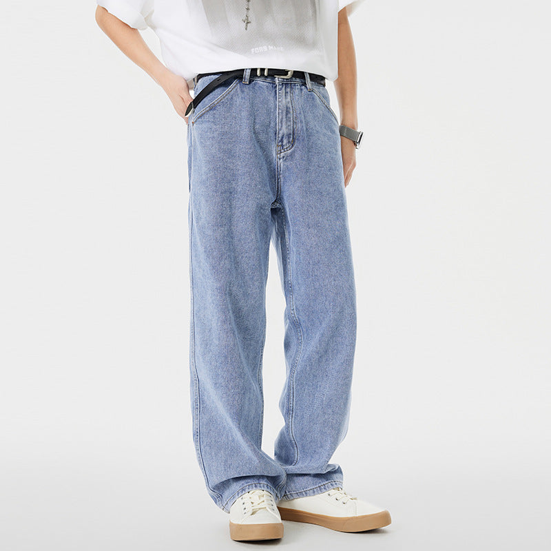 Fashion Personality Light Blue Washed Jeans Men Fashion Personality Light Blue Washed Jeans Men