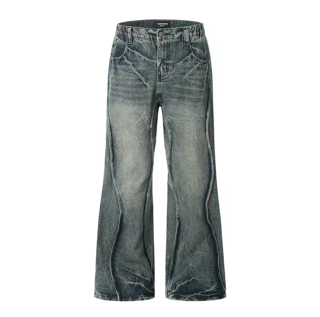 Lightning Pattern Straight Loose Casual American Street Stitching Profile Jeans Men Lightning Pattern Straight Loose Casual American Street Stitching Profile Jeans Men