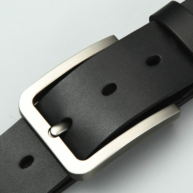 Cowhide Pin Buckle Belt Men's Single-layer Leather Punching Belt Cowhide Pin Buckle Belt Men's Single-layer Leather Punching Belt