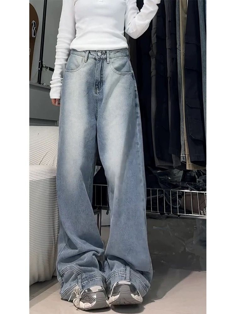 Water Washed Retro Oversize Wide Leg Jeans For Women Water Washed Retro Oversize Wide Leg Jeans For Women