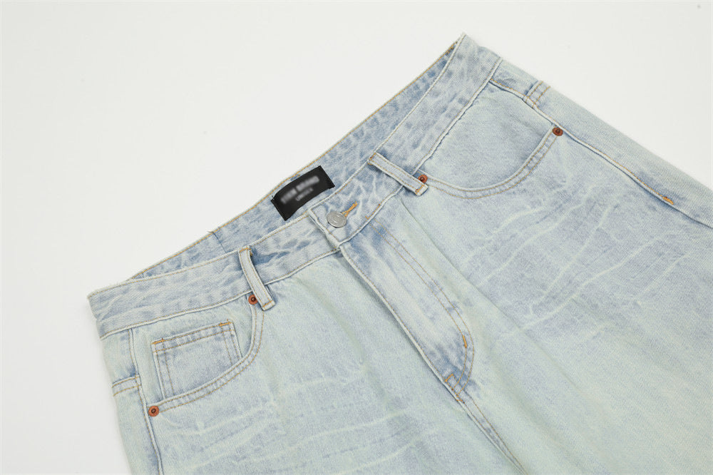 Light Color Washing Water Wide-leg Jeans Men Light Color Washing Water Wide-leg Jeans Men