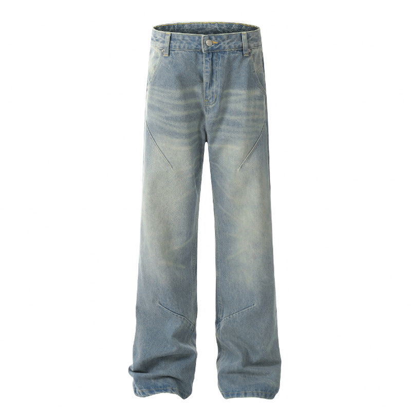 Washed Distressed Casual Jeans Straight Loose Thin Simple Washed Distressed Casual Jeans Straight Loose Thin Simple