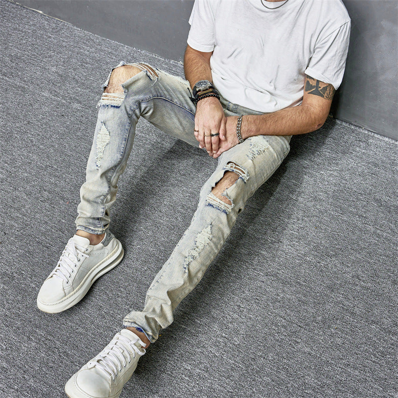 Skinny Motorcycle Jeans Men's Fashion Skinny Motorcycle Jeans Men's Fashion