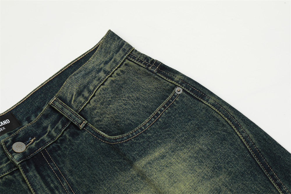 Loose Washed-out Straight Jeans For Men Loose Washed-out Straight Jeans For Men