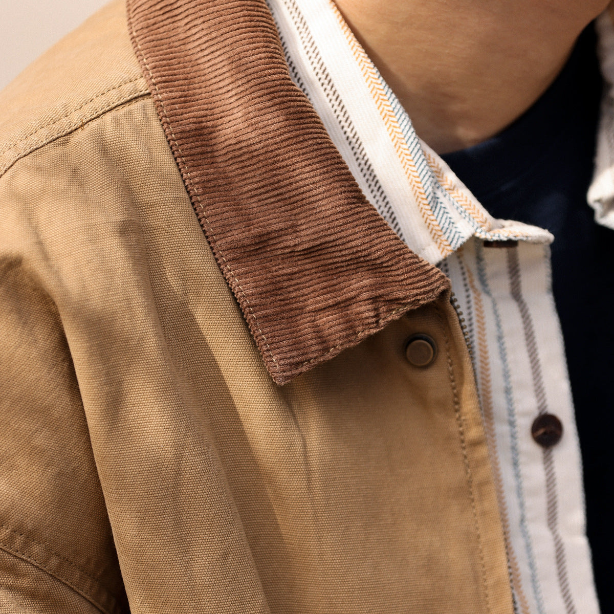 Retro Heavy Canvas Jacket Lapel Day Coat Autumn Retro Heavy Canvas Jacket Lapel Day Coat Autumn