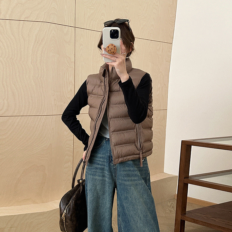 Autumn And Winter New Korean Style Stand Collar Short Cotton Waistcoat Autumn And Winter New Korean Style Stand Collar Short Cotton Waistcoat