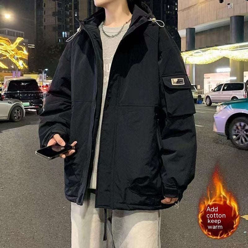 Plus Size Cotton Coat Men's Winter New Hooded Padded Cotton Coat Korean Style Plus Size Cotton Coat Men's Winter New Hooded Padded Cotton Coat Korean Style