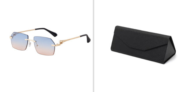 Frameless Trimming Leopard Temple Men Retro Square Frame Driving Sunglasses Frameless Trimming Leopard Temple Men Retro Square Frame Driving Sunglasses