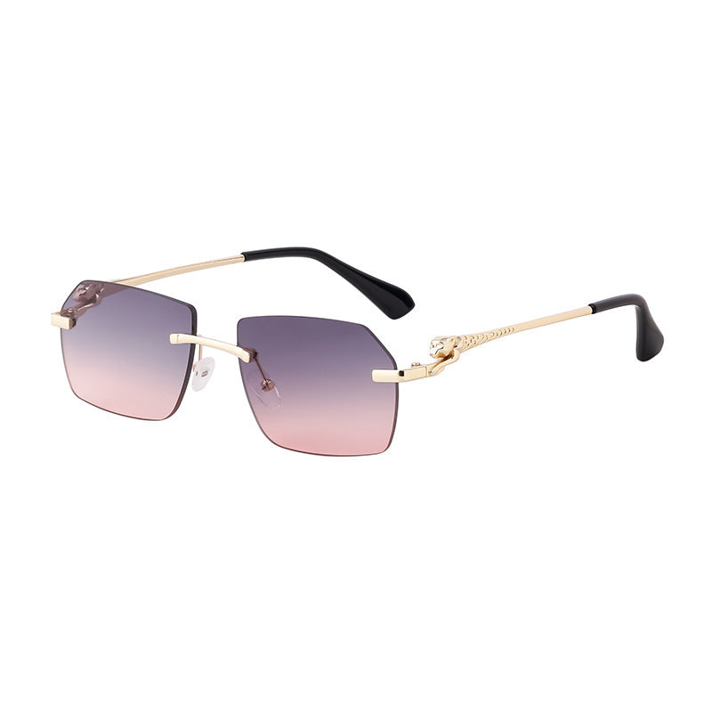 Frameless Trimming Leopard Temple Men Retro Square Frame Driving Sunglasses Frameless Trimming Leopard Temple Men Retro Square Frame Driving Sunglasses
