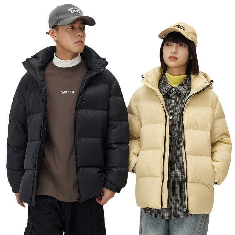 Down Jacket Thickened Couple Winter New Windproof Coat Solid Color Hooded Down Jacket Thickened Couple Winter New Windproof Coat Solid Color Hooded