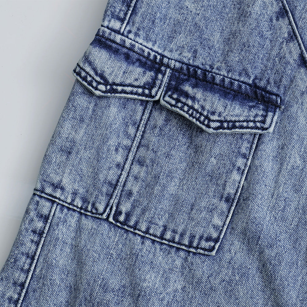 Men's Multi-pocket Functional Worn Looking Washed-out Jeans Men's Multi-pocket Functional Worn Looking Washed-out Jeans